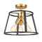 Modern 3-Light Semi Flush Mount Ceiling Light Brass and Black