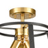 Modern 3-Light Semi Flush Mount Ceiling Light Brass and Black