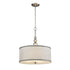 Modern Brushed Nickel Pendant Chandelier Fabric Drum Shade