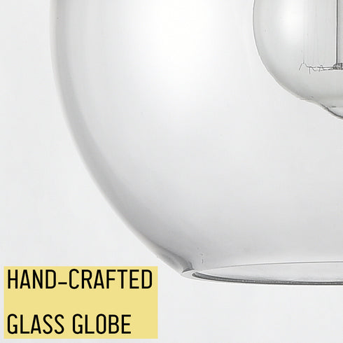 Modern Gold Glass Globe Pendant Light for Kitchen Rod-Hung