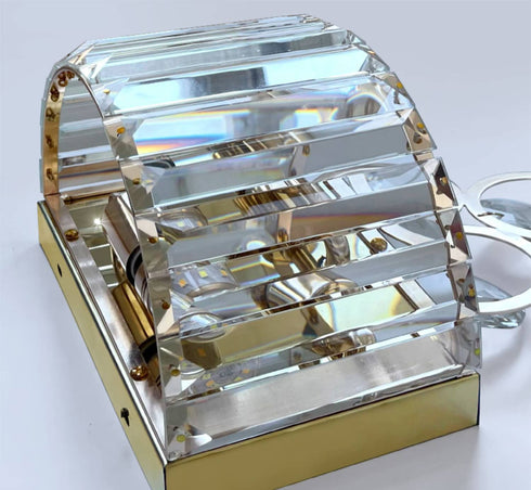 Modern 2-Light Gold Metal Wall Sconce with Crystal Wall Lamp for Bedroom Living Room Vanity Lighting Fixture