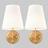 Fabric Shade Bedside Wall Lamp Set of 2 Plug in Wall Lights Brass Finished