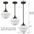 Black Schoolhouse Pendant Light Fixture with Milk Glass Shade