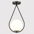Modern Globe Opal Glass Semi Flush Ceiling Light, Black