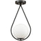 Modern Globe Opal Glass Semi Flush Ceiling Light, Black