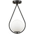 Modern Globe Opal Glass Semi Flush Ceiling Light, Black