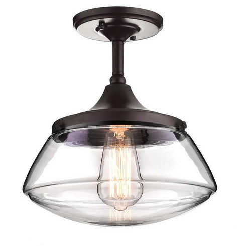 Orb Clear Glass Schoolhouse Semi Flush Mount Ceiling Light