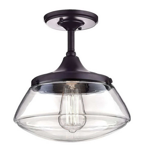 Orb Clear Glass Schoolhouse Semi Flush Mount Ceiling Light