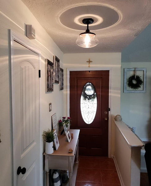 Orb Clear Glass Schoolhouse Semi Flush Mount Ceiling Light