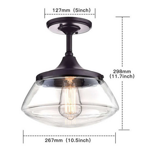 Orb Clear Glass Schoolhouse Semi Flush Mount Ceiling Light