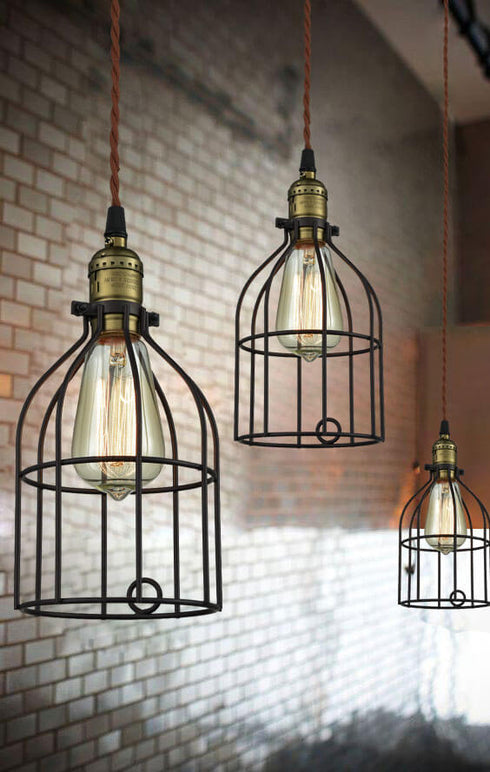 Oil Rubbed Bronze Industrial Plug In Pendant Light Bird Cage Shade