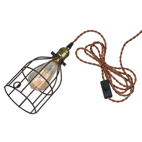 Oil Rubbed Bronze Industrial Plug In Pendant Light Bird Cage Shade