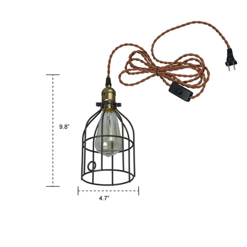 Oil Rubbed Bronze Industrial Plug In Pendant Light Bird Cage Shade