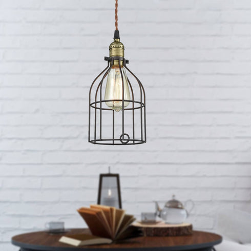 Oil Rubbed Bronze Industrial Plug In Pendant Light Bird Cage Shade