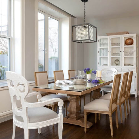 Oil Rubbed Bronze Square Modern Chandeliers Crystals for Living Room