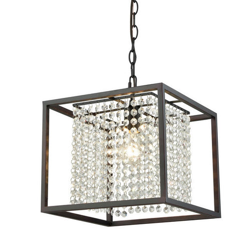 Oil Rubbed Bronze Square Modern Chandeliers Crystals for Living Room