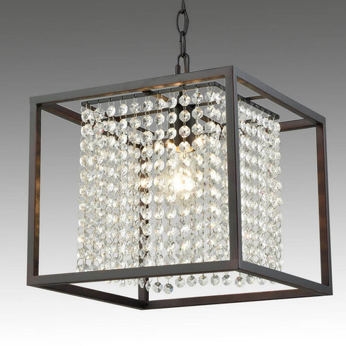 Oil Rubbed Bronze Square Modern Chandeliers Crystals for Living Room