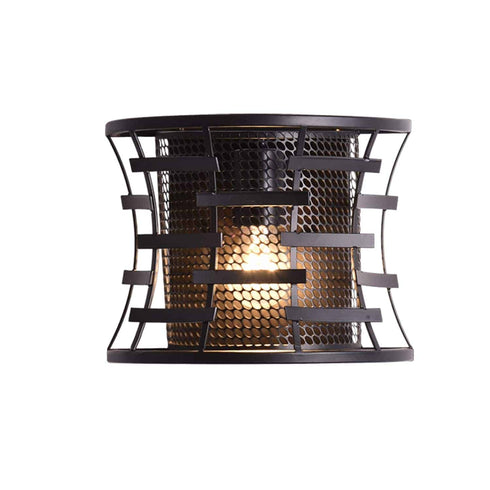 Industrial Wall Sconce with Metal Cage Shade Bronze Fixture