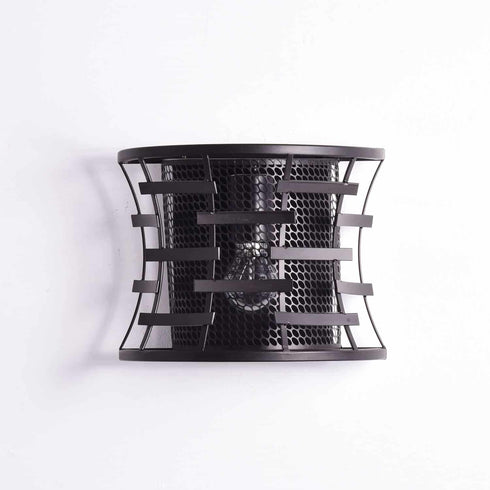 Industrial Wall Sconce with Metal Cage Shade Bronze Fixture