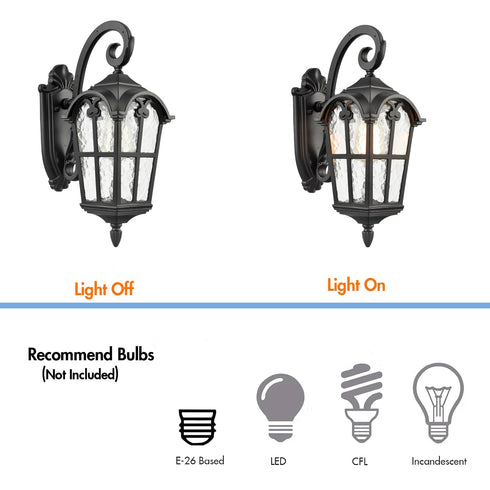 Outdoor Wall Light Fixture Black Waterproof Exterior Wall Lantern