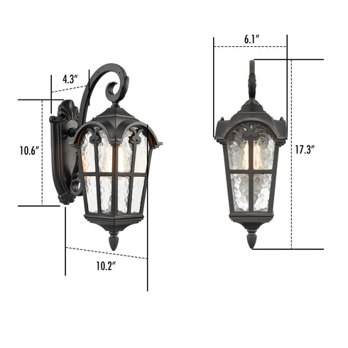 Outdoor Wall Light Fixture Black Waterproof Exterior Wall Lantern