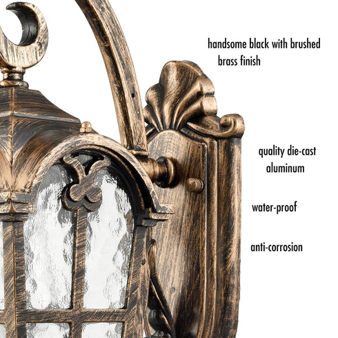 Outdoor Wall Light Waterproof Exterior Wall Lantern Brass with Rust