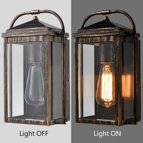 Outdoor Wall Sconce Bronze Clear Glass Exterior Wall Light Fixture