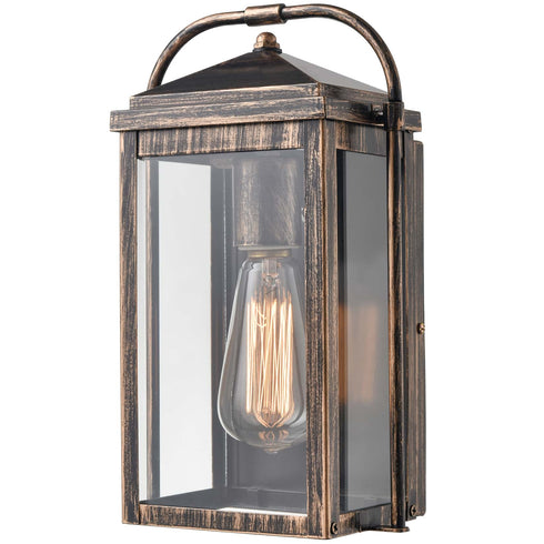 Outdoor Wall Sconce Bronze Clear Glass Exterior Wall Light Fixture