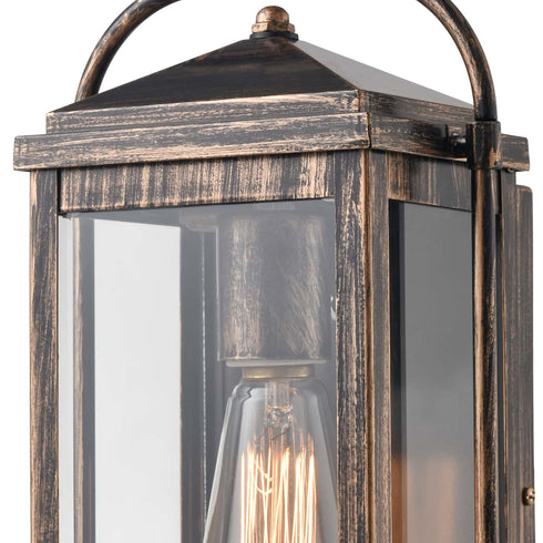 Outdoor Wall Sconce Bronze Clear Glass Exterior Wall Light Fixture