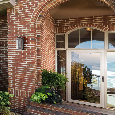 Outdoor Wall Sconce Bronze Clear Glass Exterior Wall Light Fixture