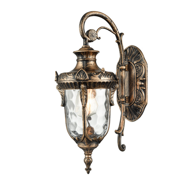 Bronze Outdoor Light Fixture Hammered Glass Wall Lantern Light