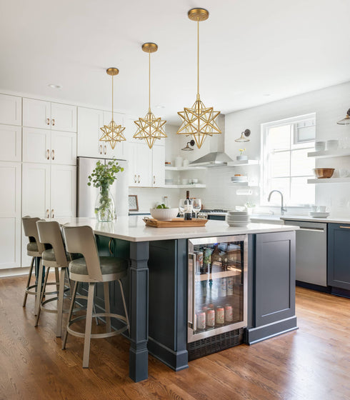 Pendant Light Modern Moravian Star Gold Finish Clear Glass