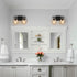 2-Light Bathroom Vanity Lighting Clear Glass Wall Sconces Matte Black