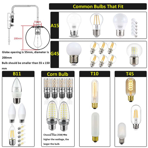 Plug-in Brass Wall Sconce Opal Globe Glass Modern Wall Sconce