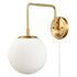 Plug-in Brass Wall Sconce Opal Globe Glass Modern Wall Sconce