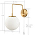 Plug-in Brass Wall Sconce Opal Globe Glass Modern Wall Sconce