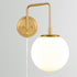 Plug-in Brass Wall Sconce Opal Globe Glass Modern Wall Sconce