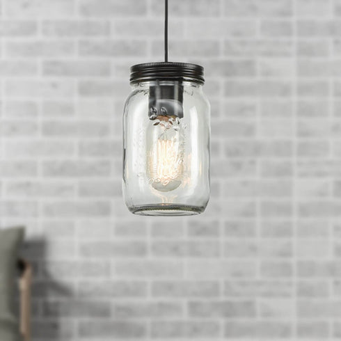 Plug-in Jar Glass Industrial Pendant Lighting