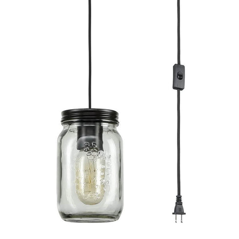 Plug-in Jar Glass Industrial Pendant Lighting