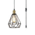 Plug-in Farmhouse Pendant Light Simple Wire Cage Hanging Lamp
