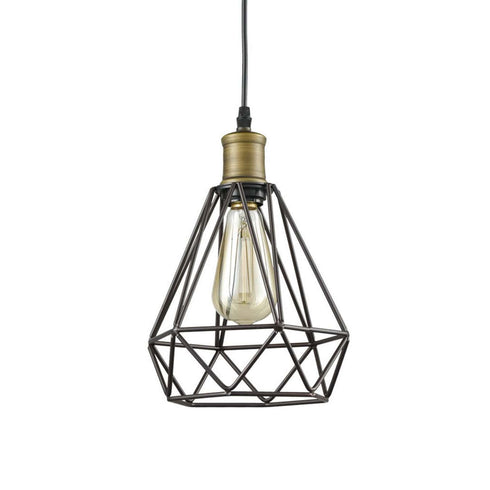 Plug-in Farmhouse Pendant Light Simple Wire Cage Hanging Lamp