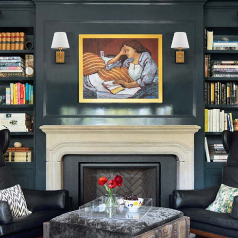 Plug-in Wall Sconces Set Of Two Beige Shade Swing Arm Wall Lamp