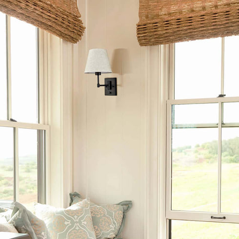 Plug in Wall Sconces Set of Two Black Swing Arm Wall Lamp