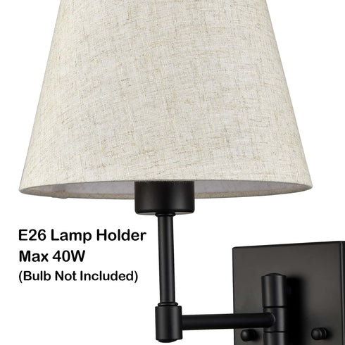 Plug in Wall Sconces Set of Two Black Swing Arm Wall Lamp