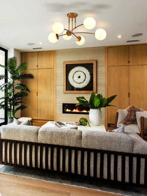 Modern Gold Ceiling Light 6-Light Globe Chandelier