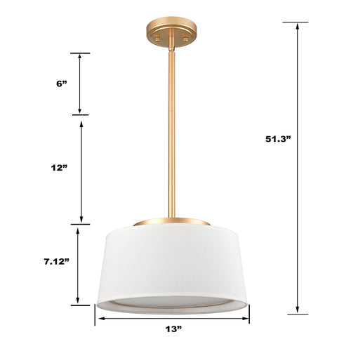 Modern Pendant Light Fabric Drum Shade LED