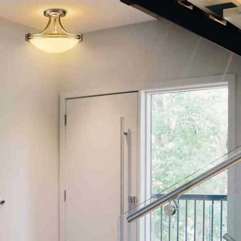 Brushed Nickel Ceiling Light Glass Ceiling Lighting Fixture