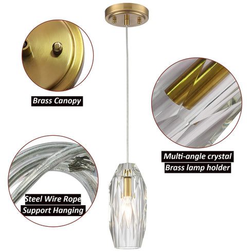 Crystal Pendant Light Fixture Cord Adjustable Modern Brass Pendant Lights Kitchen Island