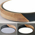 Modern Black and Wood LED Flush Mount Ceiling Light