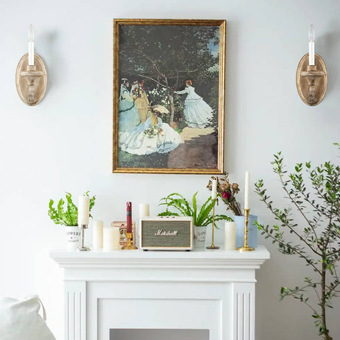 Farmhouse Wood Wall Sconce Candle Style, Antique White